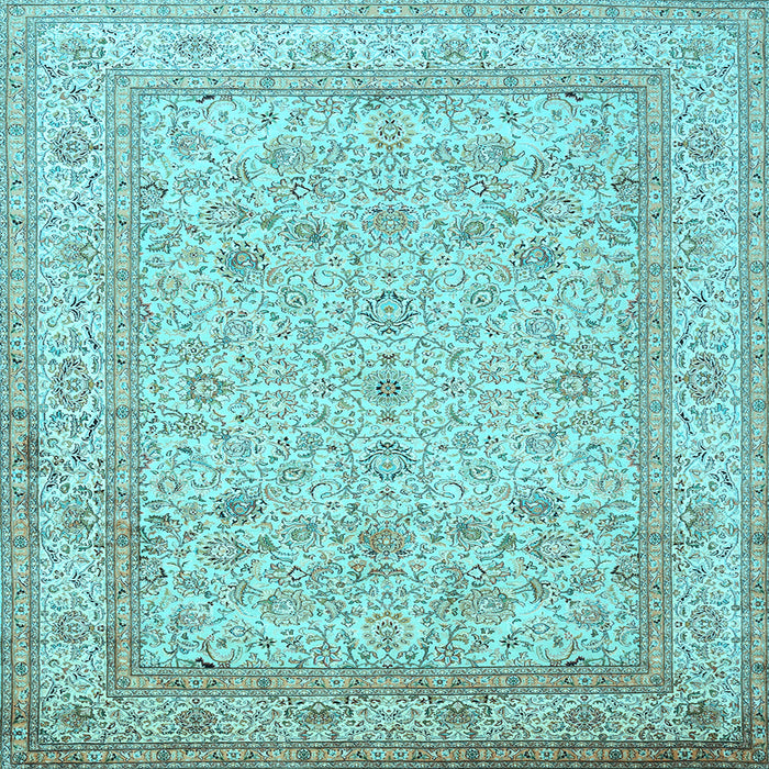 Square Machine Washable Persian Light Blue Traditional Rug, wshtr1002lblu