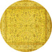 Round Persian Yellow Traditional Rug, tr1002yw