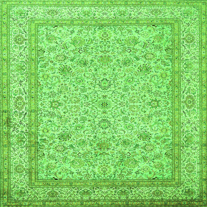 Round Machine Washable Persian Green Traditional Area Rugs, wshtr1002grn