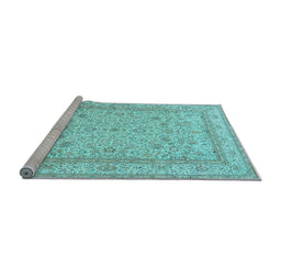 Sideview of Machine Washable Persian Light Blue Traditional Rug, wshtr1002lblu