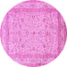 Round Machine Washable Persian Pink Traditional Rug, wshtr1002pnk