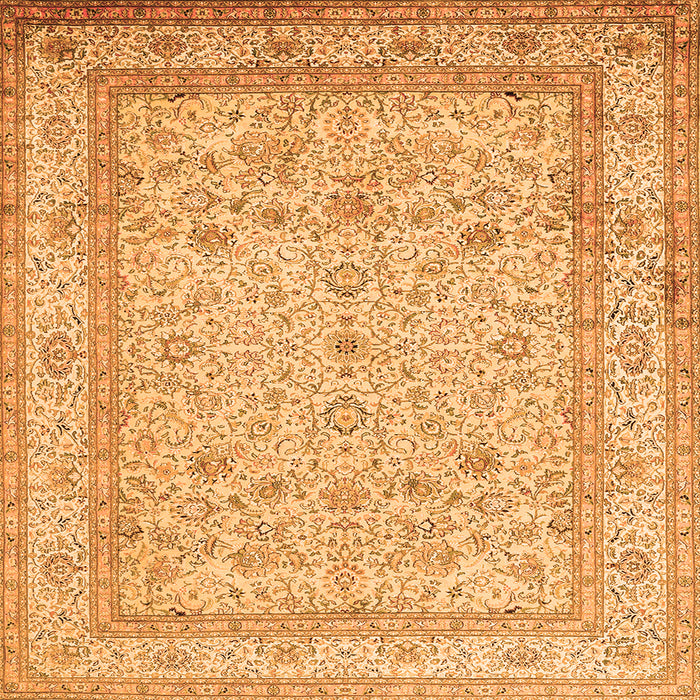 Round Machine Washable Persian Orange Traditional Area Rugs, wshtr1002org