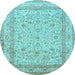 Round Persian Light Blue Traditional Rug, tr1002lblu