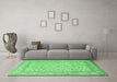 Machine Washable Persian Emerald Green Traditional Area Rugs in a Living Room,, wshtr1002emgrn