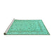 Sideview of Machine Washable Persian Turquoise Traditional Area Rugs, wshtr1002turq