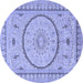 Round Medallion Blue Traditional Rug, tr1003blu