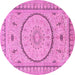 Round Medallion Pink Traditional Rug, tr1003pnk