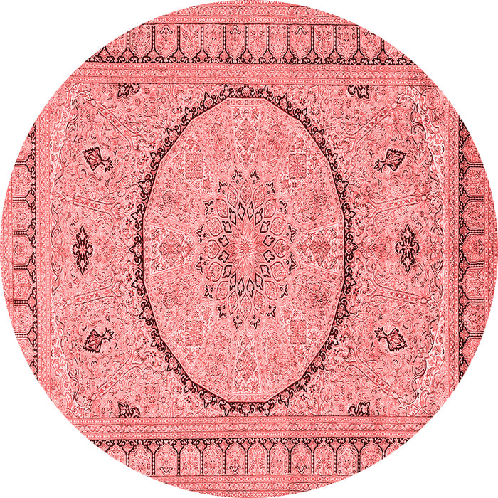 Machine Washable Medallion Red Traditional Rug, wshtr1003red