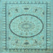 Square Medallion Light Blue Traditional Rug, tr1003lblu