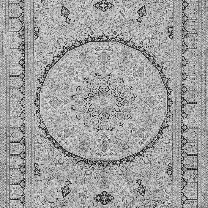 Serging Thickness of Machine Washable Medallion Gray Traditional Rug, wshtr1003gry