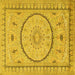 Square Medallion Yellow Traditional Rug, tr1003yw