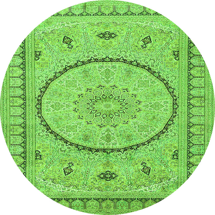 Square Medallion Green Traditional Rug, tr1003grn