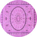 Round Medallion Purple Traditional Rug, tr1003pur