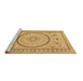 Sideview of Machine Washable Medallion Brown Traditional Rug, wshtr1003brn