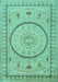 Machine Washable Medallion Turquoise Traditional Area Rugs, wshtr1003turq