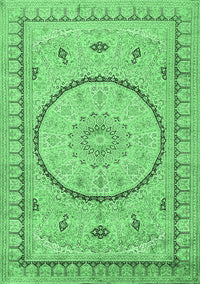 Medallion Emerald Green Traditional Rug, tr1003emgrn