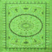 Round Machine Washable Medallion Green Traditional Area Rugs, wshtr1003grn