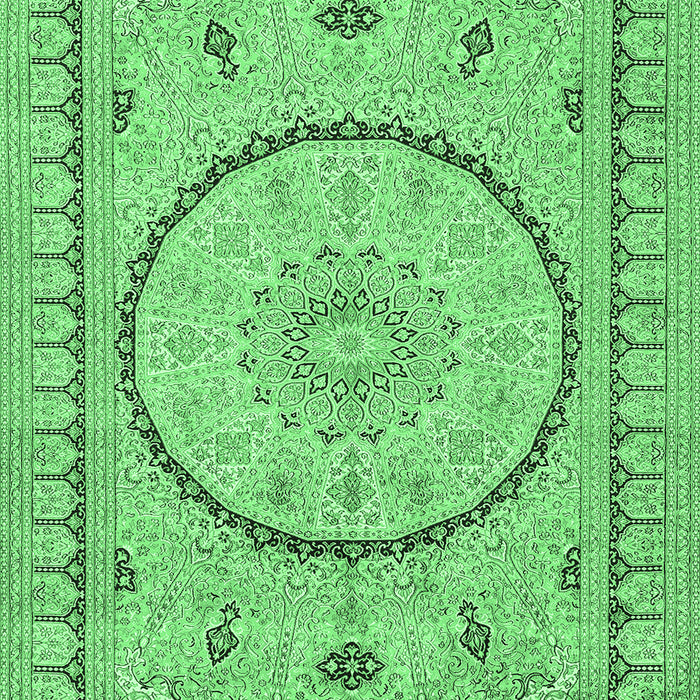 Machine Washable Medallion Emerald Green Traditional Area Rugs, wshtr1003emgrn