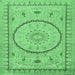 Square Medallion Emerald Green Traditional Rug, tr1003emgrn