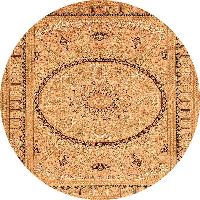 Machine Washable Medallion Orange Traditional Area Rugs, wshtr1003org