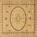 Square Machine Washable Medallion Brown Traditional Rug, wshtr1003brn