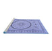 Sideview of Machine Washable Medallion Blue Traditional Rug, wshtr1003blu