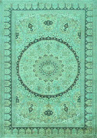 Medallion Turquoise Traditional Rug, tr1003turq