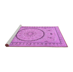 Sideview of Machine Washable Medallion Purple Traditional Area Rugs, wshtr1003pur