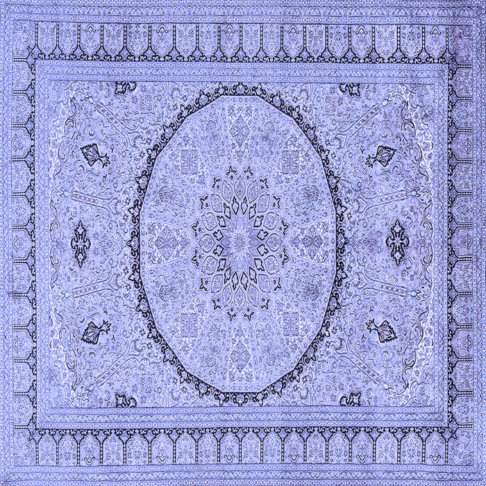 Square Medallion Blue Traditional Rug, tr1003blu