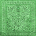 Square Machine Washable Persian Emerald Green Traditional Area Rugs, wshtr1004emgrn