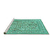 Sideview of Machine Washable Persian Turquoise Traditional Area Rugs, wshtr1004turq