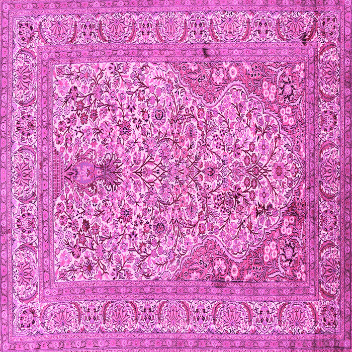 Square Machine Washable Persian Pink Traditional Rug, wshtr1004pnk