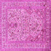 Square Machine Washable Persian Pink Traditional Rug, wshtr1004pnk