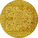 Round Machine Washable Persian Yellow Traditional Rug, wshtr1004yw