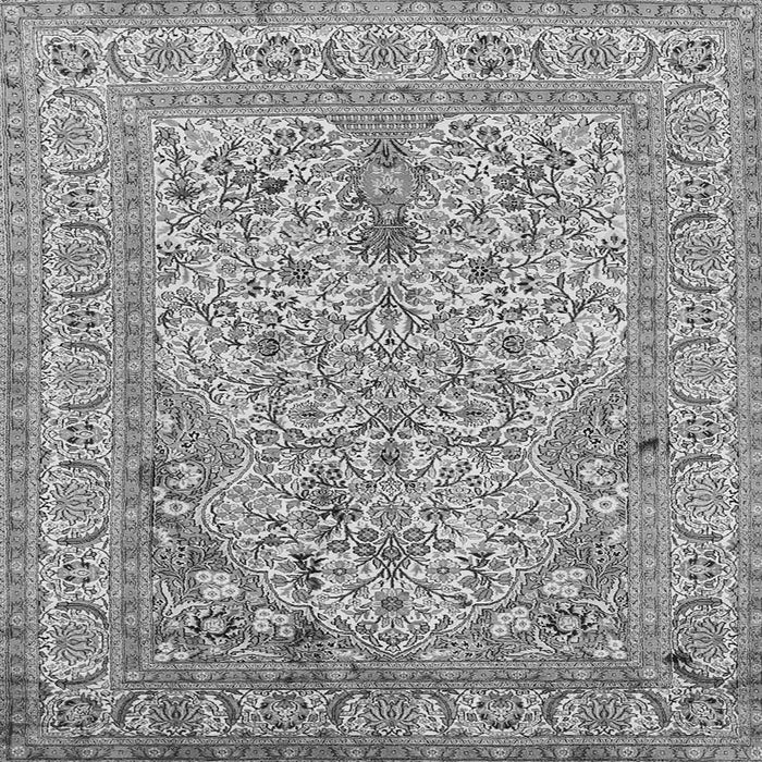 Round Machine Washable Persian Gray Traditional Rug, wshtr1004gry