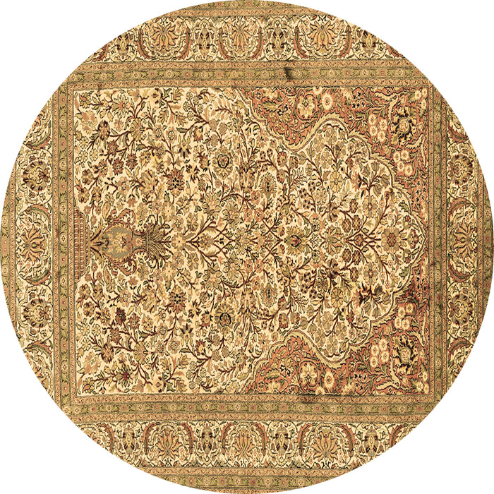 Round Persian Brown Traditional Rug, tr1004brn