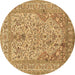 Round Persian Brown Traditional Rug, tr1004brn