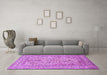 Machine Washable Persian Purple Traditional Area Rugs in a Living Room, wshtr1004pur