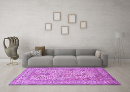 Machine Washable Persian Purple Traditional Area Rugs in a Living Room, wshtr1004pur