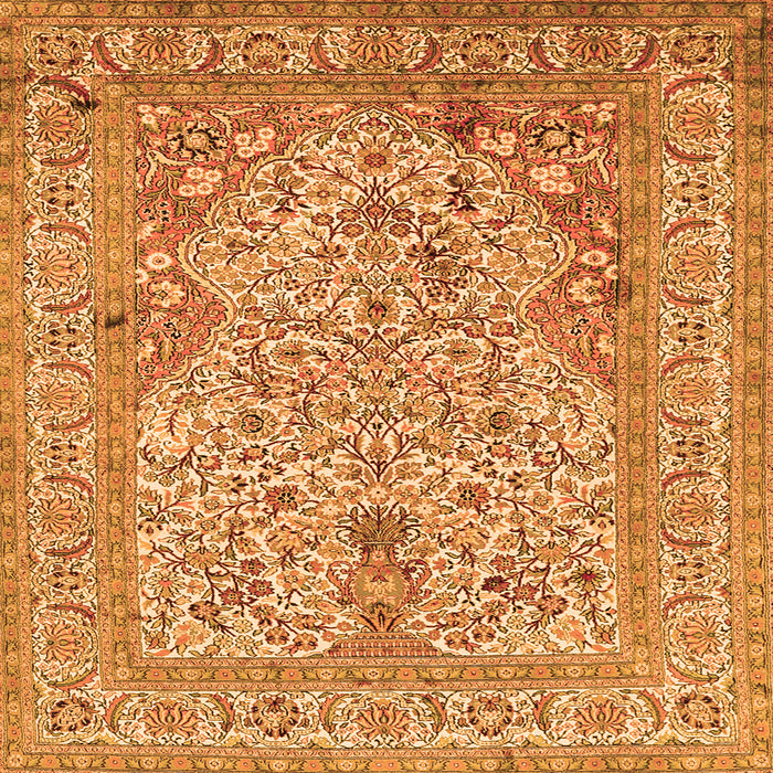 Round Machine Washable Persian Orange Traditional Area Rugs, wshtr1004org