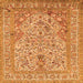 Round Machine Washable Persian Orange Traditional Area Rugs, wshtr1004org