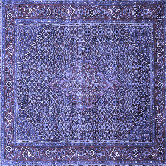 Square Machine Washable Persian Blue Traditional Rug, wshtr1005blu