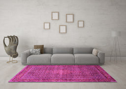Machine Washable Persian Pink Traditional Rug in a Living Room, wshtr1005pnk