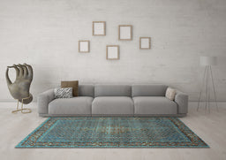 Machine Washable Persian Light Blue Traditional Rug in a Living Room, wshtr1005lblu