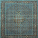 Square Persian Light Blue Traditional Rug, tr1005lblu