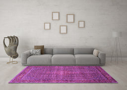 Machine Washable Persian Purple Traditional Area Rugs in a Living Room, wshtr1005pur