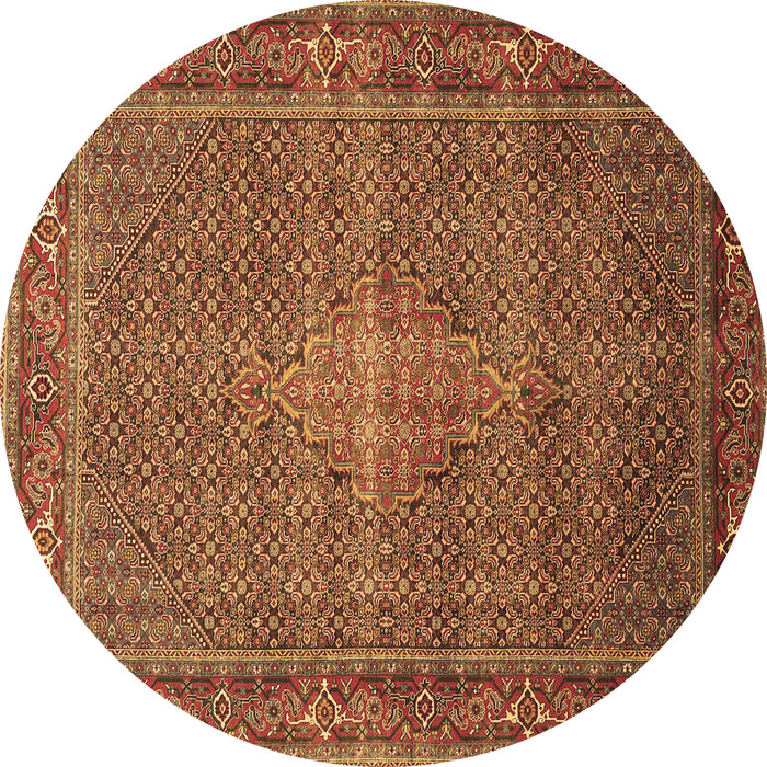 Round Persian Brown Traditional Rug, tr1005brn