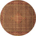 Round Persian Brown Traditional Rug, tr1005brn