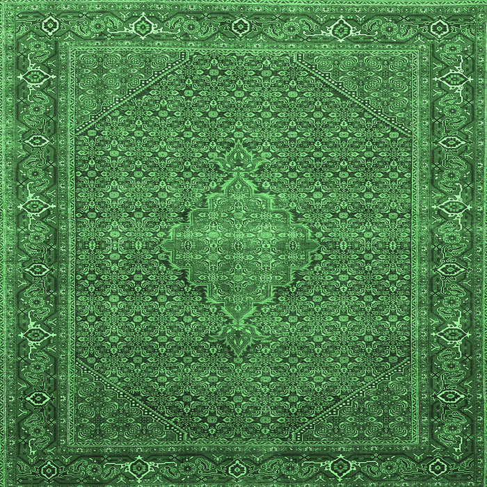 Square Persian Emerald Green Traditional Rug, tr1005emgrn