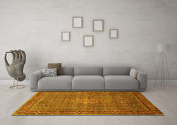 Machine Washable Persian Yellow Traditional Rug in a Living Room, wshtr1005yw